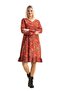 Long Sleeve Velvetin Bade Patterned Short Autumn and Winter Dress Burgundy Brd - 6