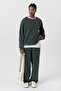 Premium Washed Oversize Tracksuit Suit with Ripped Detail Green - 4