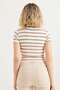 Polo Neck Striped Crop Blouse Mink - 5