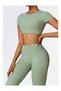 Womens Crop Top Shirt Short Sleeves - Padded Low Impact Workout Yoga Shirt - 7