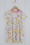 100% Cotton Crew Neck Short Sleeve Patterned Girl's Dress - 2