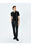 Half Zipper Stripe Detailed Short Sleeve Knitwear T-Shirt