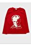 Children's Cotton Red Ataturk Patterned Long Sleeve Crew Neck Tshirt