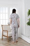 Print Buttoned Short Sleeve Single Jersey Women's Pajama Set - Vg138 - 7