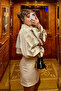Button Detail Skirted Trench Coat Suit - 6