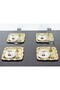 6 Pcs Presentation Tray & Coffee & Tea Tray - Gold Tray Casting Gold Rose Framed - 3