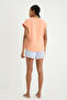 Striped Knitted Cord Detailed Printed Shorts Pajama Set - 4