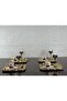 6 Pcs Presentation Tray & Coffee & Tea Tray - Gold Tray Casting Gold Rose Framed - 8