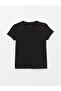 Lcw Kids Black Crew Neck Basic Short Sleeve Girl's T-Shirt