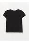 Lcw Kids Black Crew Neck Basic Short Sleeve Girl's T-Shirt - 2