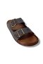 54201-25 Leather Double Band Anatomical Men's Slippers