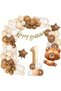 Cute Bear Themed Beige Age Foil Balloon Luxury Birthday Party Set Decoration - 3