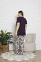 Bamboo Plus Size Short-Sleeved Six Long Plum Color Pajamas Set - 4