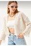 Women's Tassel Detailed Bolero Cardigan Regular Fit Openwork Pattern Seasonal Cardigan - 3