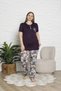 Bamboo Plus Size Short-Sleeved Six Long Plum Color Pajamas Set - 3