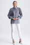 Women's Striped Drawstring Detailed Balloon Sleeve Oversize Satin Shirt - 6