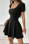 Square Neck Flared Mini Dress Jt7064 - 4
