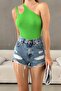 Stretchy Knitwear Fabric Single Shoulder Strap Special Design Women's Basic Blouse 0300 - 4