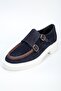 Alves Men's Genuine Leather Handmade Navy Blue Casual Shoes