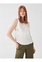 Alita City with a Difference of Lcw Vision White Satin Plain Double Breasted Sleeveless Women's Blouse