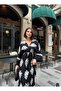 Women's Black Slit Detailed Bat Sleeve Double Breasted Collar Long Summer Dress - 6