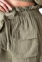 Muslin Fabric 100% Cotton High Waist Front Cargo Pocket Trousers - Green - 7
