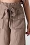 100% Cotton Muslin Fabric - High Waist Front Cargo Pocket Trousers - 6