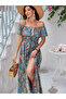 New Season Women's Ethnic Pattern Slit Long Summer Dress