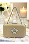 Nude Color Satin Stone Handle Women's Evening Dress Bag - 2