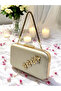 Skin Color Satin Stone Handle Women's Evening Dress Bag