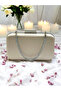 Skin Color Satin Stone Handle Women's Evening Dress Bag - 4