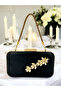 Black Color Satin Stone Handle Women's Evening Dress Bag - 2