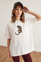 White Leopard Appliqued T-Shirt - Women's 2 Ipo White - 4