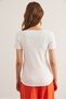 Women's White Collar and Sleeve Cutout Detailed Knitwear Blouse Blz- 19002884 - 2