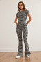 Women's Black and White Backless Blouse Spanish Leggings Jacquard Suit Tkm- 19000361 - 4