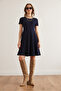 Women's Navy Blue Pieced Trend Mini Flared Dress Elb-19002348 - 2
