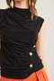 Women's Black Drape Detailed Buttoned Waist Sandy Blouse Blz- 19002880 - 4