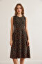 Women's Black Floral Pocketed Flared Dress ELB-19000480 - 2
