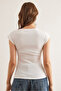 Women's Ecru Bat Soft Textured Stretchy Blouse Blz- 19002877 - 2