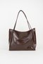 Women's Begonia Bitter Brown Wrinkled Faux Leather Large Size Zipper Closure Handbag and Shoulder Bag - 3