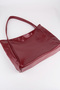Women's Begonia Burgundy Wrinkled Faux Leather Large Size Zipper Closure Handbag and Shoulder Bag - 4