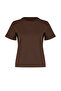 Kahverengi %100 Pamuk Basic Bisiklet Yaka Örme T-Shirt TWOSS23TS00000 - 8