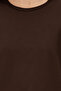Kahverengi %100 Pamuk Basic Bisiklet Yaka Örme T-Shirt TWOSS23TS00000 - 3