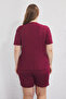 Bordo Bisiklet Yaka Kaşkorse Örme Pijama Takımı TBBSS25AI00118 - 4