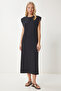 Women's Black Padded Basic Summer Modal Dress Ej00002
