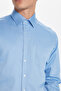 Men's Regular Fit Classic Cut 100% Cotton Satin Single Pocket Blue Shirt - 4