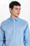 Men's Regular Fit Classic Cut 100% Cotton Satin Single Pocket Blue Shirt - 2