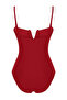Red Belted Strapless Covered Hipster Swimsuit Tbess21Ma0134 - 8