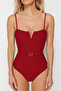 Red Belted Strapless Covered Hipster Swimsuit Tbess21Ma0134 - 4