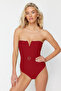 Red Belted Strapless Covered Hipster Swimsuit Tbess21Ma0134 - 2